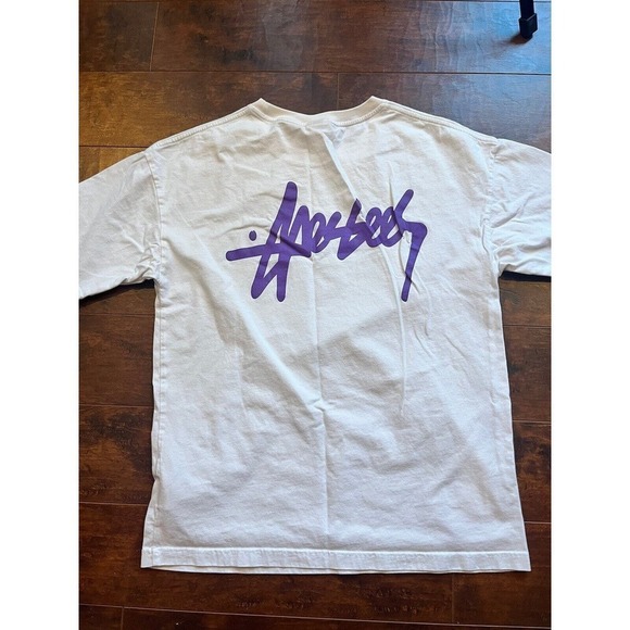 Ape Tees By Jim Design Short Sleeve White W/ Purple Wording Size Large - Picture 9 of 9